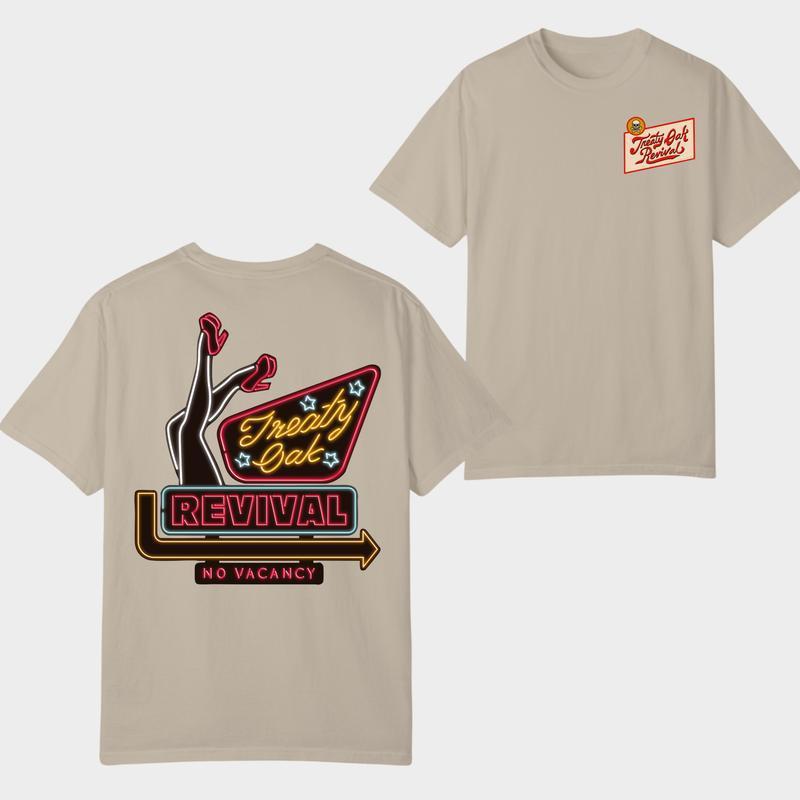 European Size Cross-Border Cotton Treaty Oak Revival No Vacancy T-Shirt, Vintage Sou