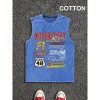 European Size Cross-Border Cotton Men's Vintage Graphic Print Round Neck Tank Top, C