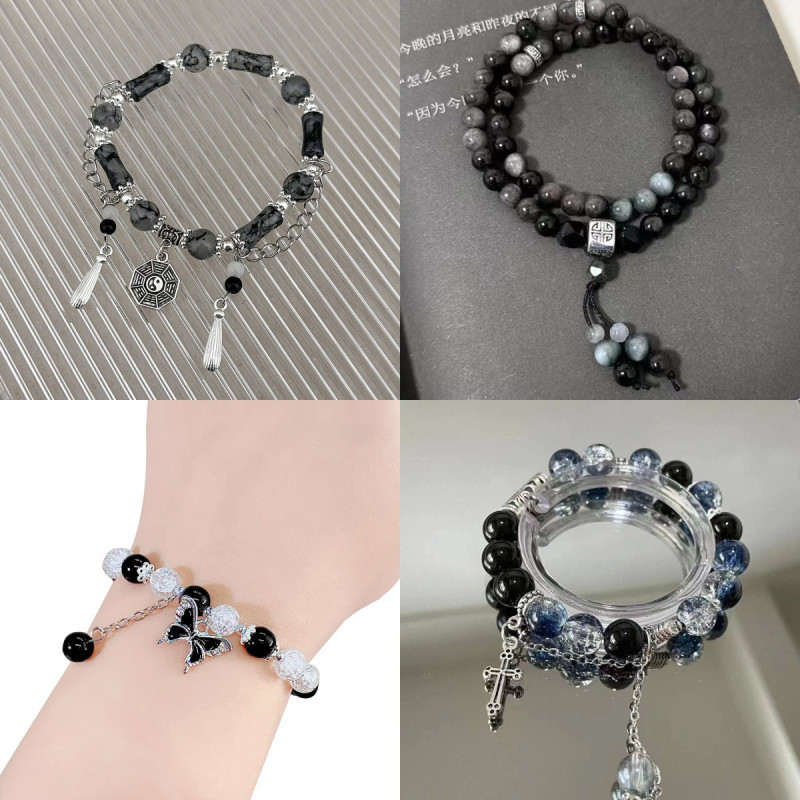 Chinese style national style dragon year bracelet design niche new non-colliding style personalized coiled dragon bracelet black bead bracelet for men and women