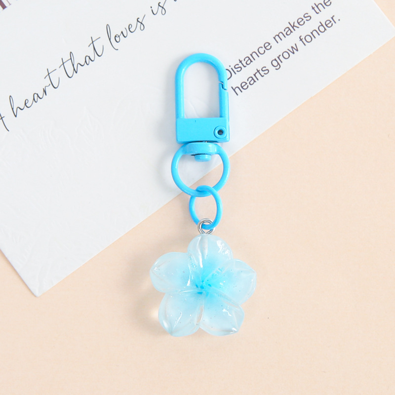 New color transparent cherry blossom keychain love accessories cute female bag pendant diy handmade jewelry accessories