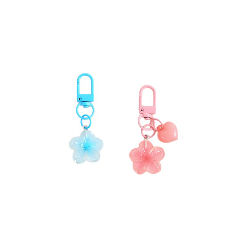 New color transparent cherry blossom keychain love accessories cute female bag pendant diy handmade jewelry accessories