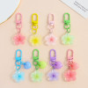 New color transparent cherry blossom keychain love accessories cute female bag pendant diy handmade jewelry accessories