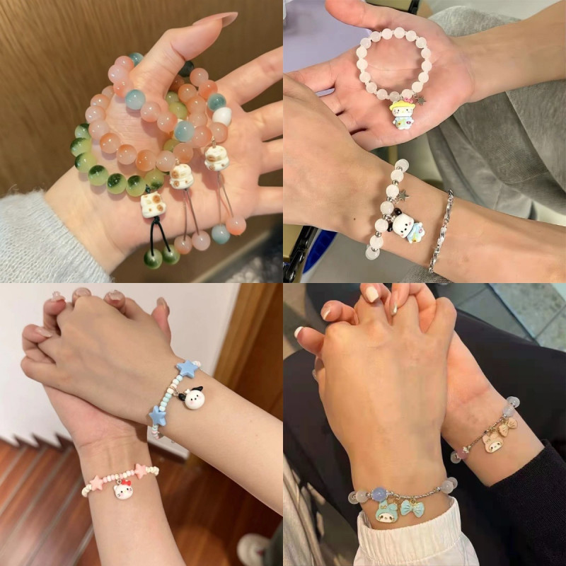 Cute Kitty Cat Candy Color Bracelet Love Bell Versatile Student Bracelet