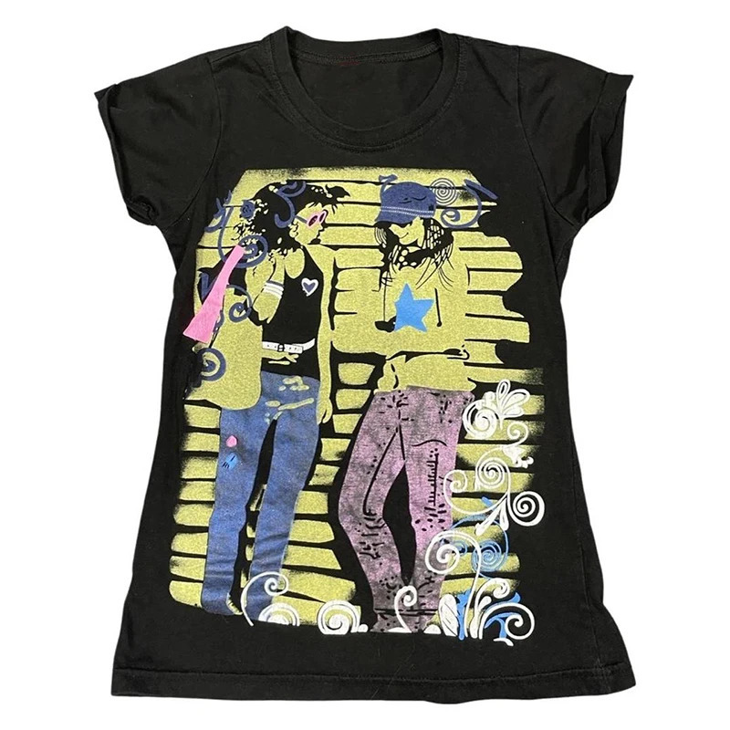 Ouma cross-border cotton Aesthetic Emo y2k tops Summer Baby Tees Tops Str
