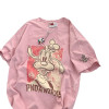 European Size Cross-Border Pure Cotton Cartoon Anime Short-Sleeved T-Shirt for Women 2024 Summer New Loose and Versatile Half-Sleeved White