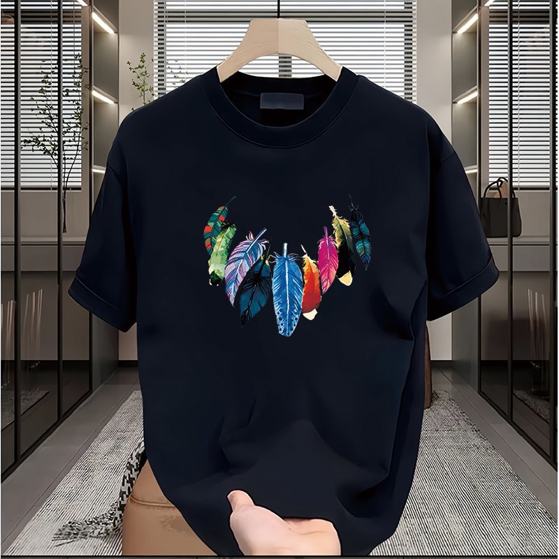 European Size Cross-Border Pure Cotton Summer New Chinese Style Pure Cotton Short-Sleeved T-Shirt for Men and Women, National Trend Design, Loose and Casual