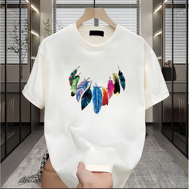 European Size Cross-Border Pure Cotton Summer New Chinese Style Pure Cotton Short-Sleeved T-Shirt for Men and Women, National Trend Design, Loose and Casual