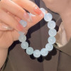 New ice-clear white jade bracelets around the fingers, soft student version of disc playing bracelets, high-looking couple girlfriend gift (8MM