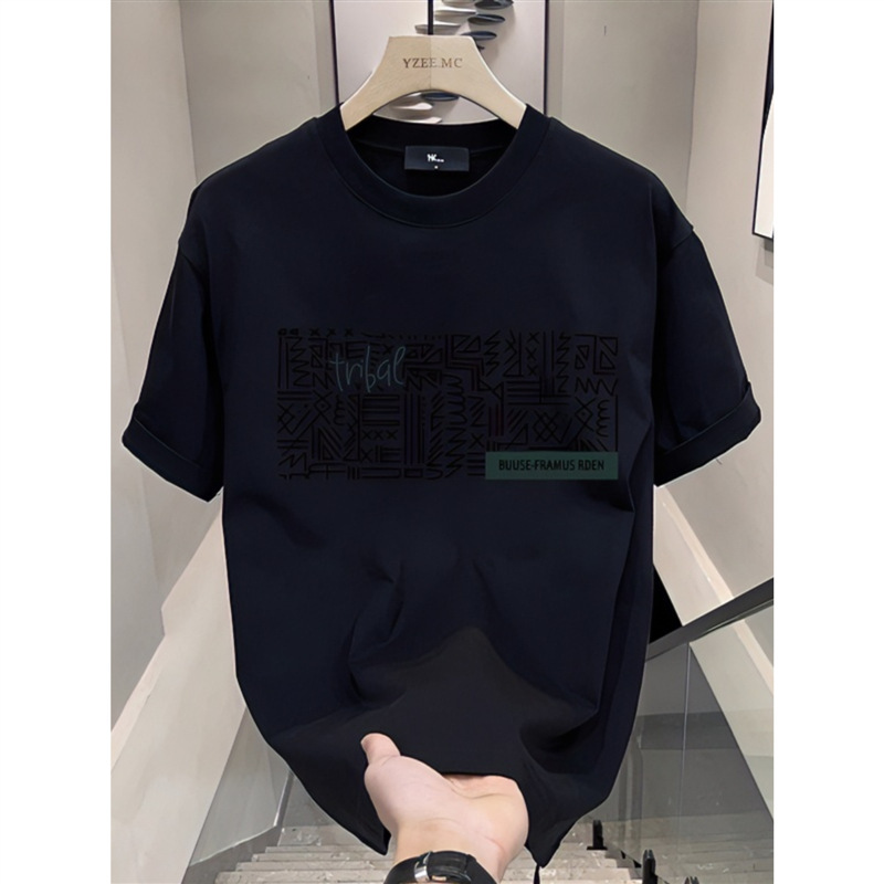 European code cross-border pure cotton 2024 summer new pure cotton short-sleeved T-shirts for men and women, round neck, retro national trend, handsome