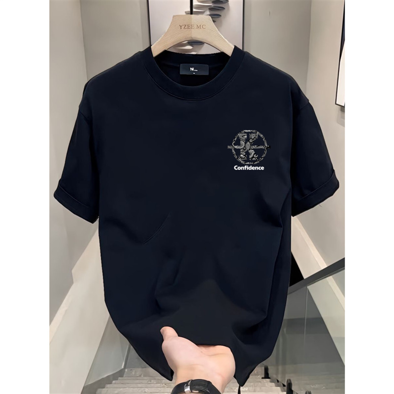 European code cross-border pure cotton Hong Kong style short-sleeved cotton tops for men and women summer loose American T-shirts new trendy brands