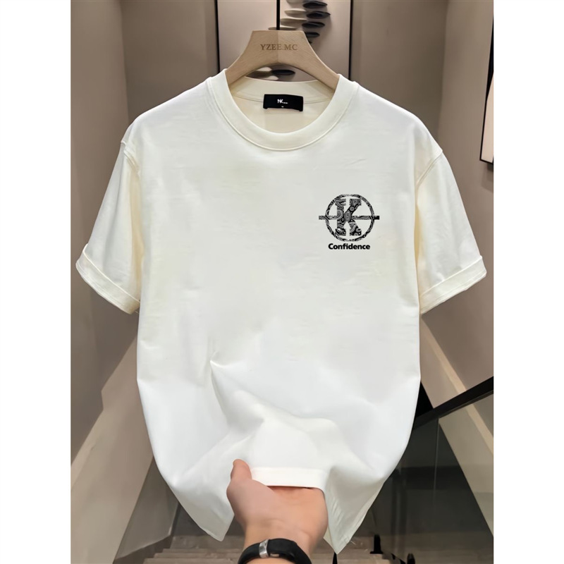 European code cross-border pure cotton Hong Kong style short-sleeved cotton tops for men and women summer loose American T-shirts new trendy brands