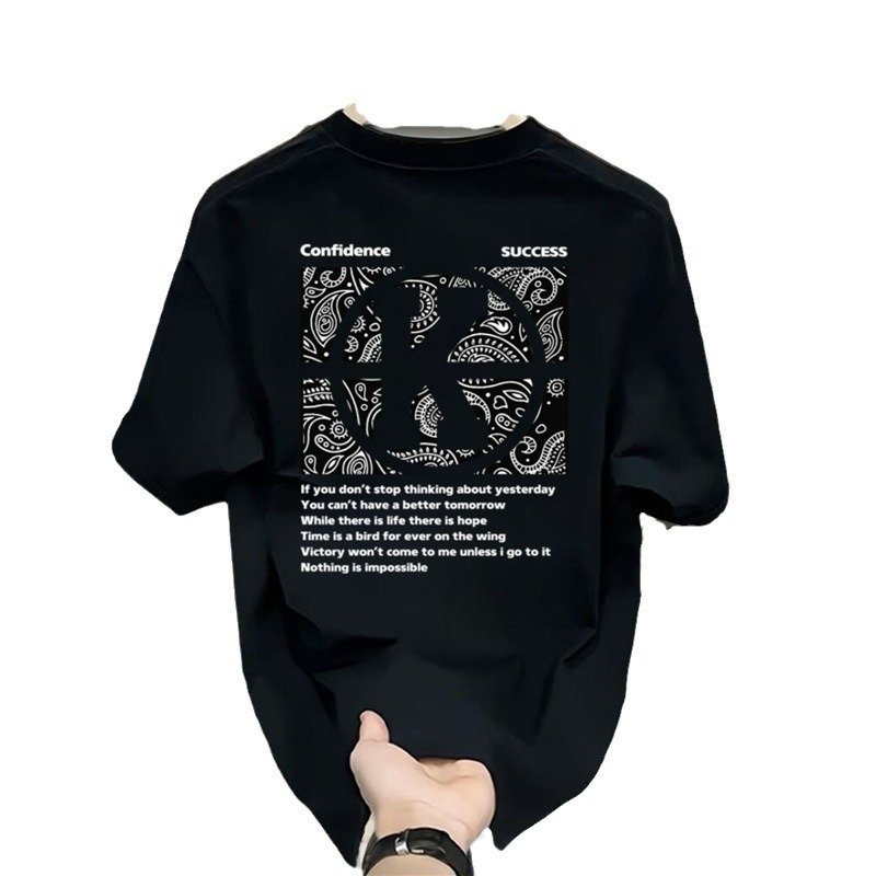 European code cross-border pure cotton Hong Kong style short-sleeved cotton tops for men and women summer loose American T-shirts new trendy brands