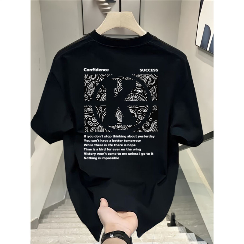European code cross-border pure cotton Hong Kong style short-sleeved cotton tops for men and women summer loose American T-shirts new trendy brands