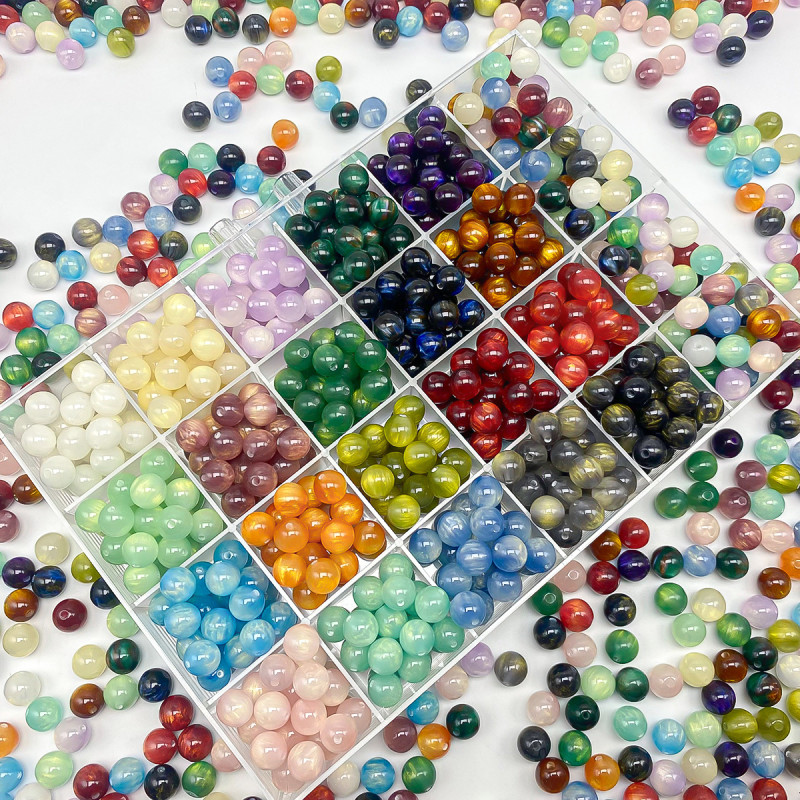 8mm gilt oil painting beads resin straight hole smudged round beads loose beads diy handmade beaded necklace bracelet material