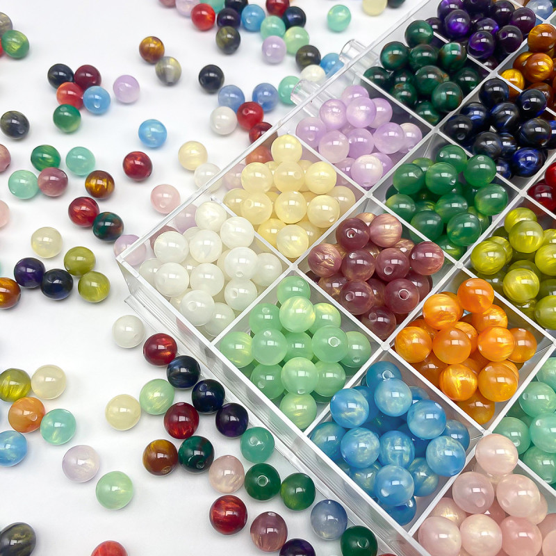 8mm gilt oil painting beads resin straight hole smudged round beads loose beads diy handmade beaded necklace bracelet material