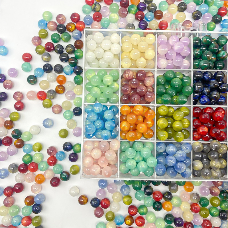 8mm gilt oil painting beads resin straight hole smudged round beads loose beads diy handmade beaded necklace bracelet material