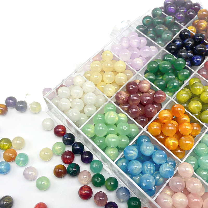 8mm gilt oil painting beads resin straight hole smudged round beads loose beads diy handmade beaded necklace bracelet material