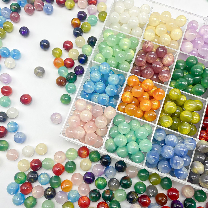 8mm gilt oil painting beads resin straight hole smudged round beads loose beads diy handmade beaded necklace bracelet material