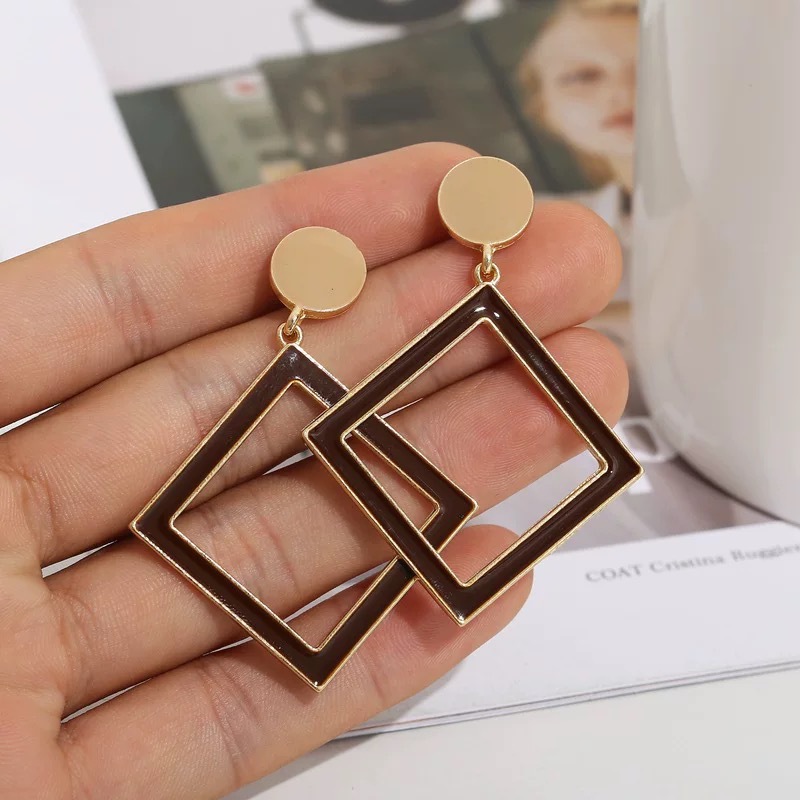 Earrings, retro, gentle and exquisite, Korean style square earrings, versatile, geometric earrings, exquisite earrings