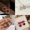 Earrings, retro, gentle and exquisite, Korean style square earrings, versatile, geometric earrings, exquisite earrings