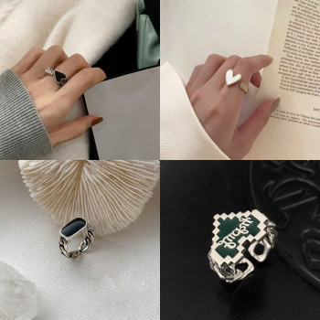 Korean style simple and versatile love ring for women ins niche design peach heart open index finger ring accessories