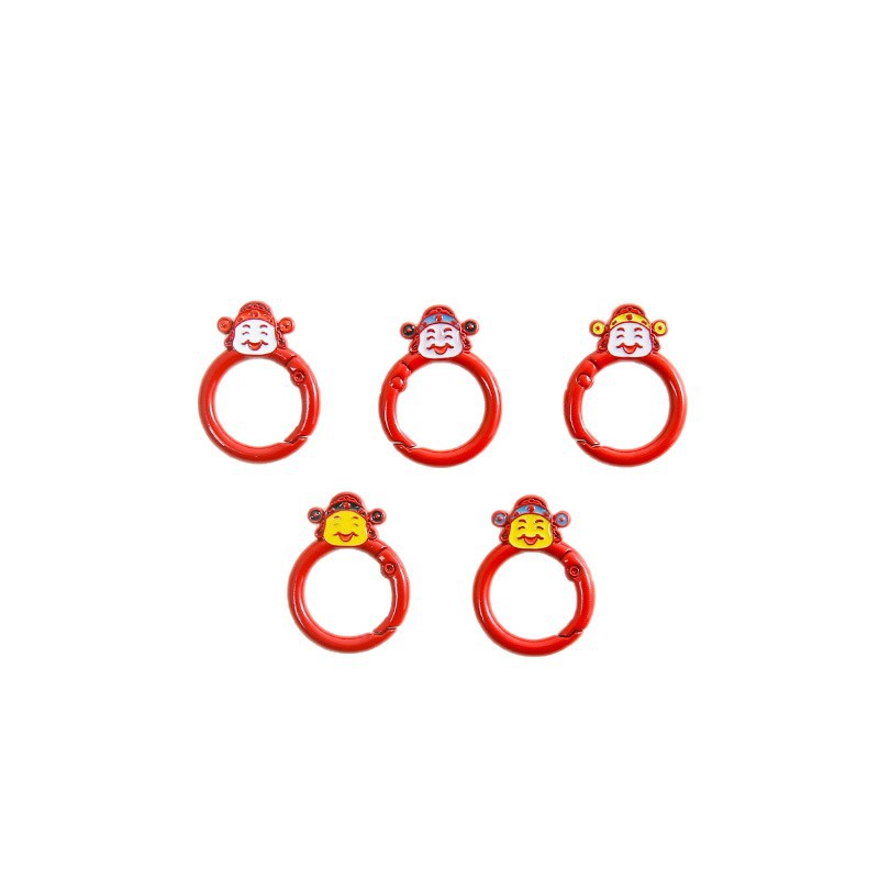 Zinc Alloy Red God of Wealth Spring Buckle Keychain Jewelry Bag Pendant Ring Hook