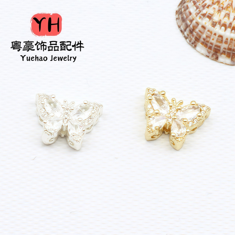 High Color Retention 14k Gold-plated Inlaid Zircon Butterfly Flower Rectangular