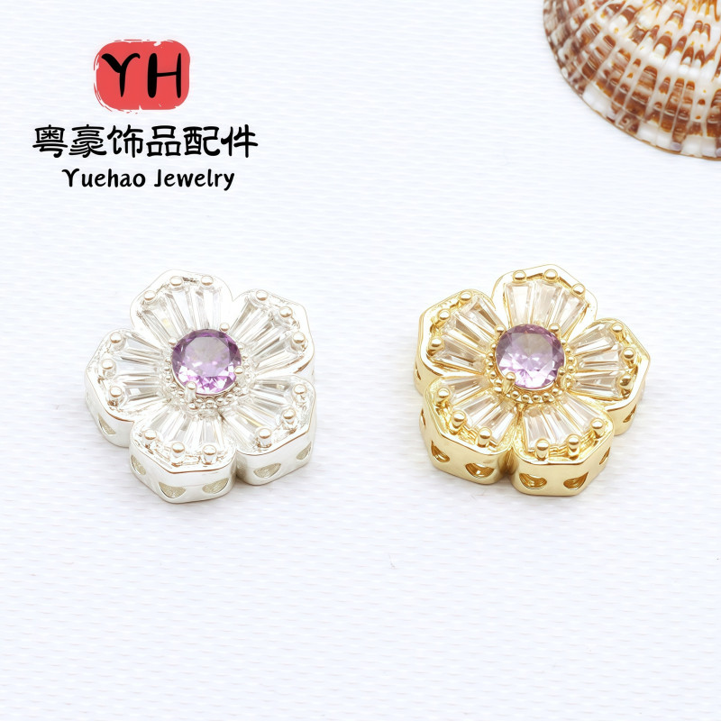 High Color Retention 14k Gold-plated Inlaid Zircon Butterfly Flower Rectangular