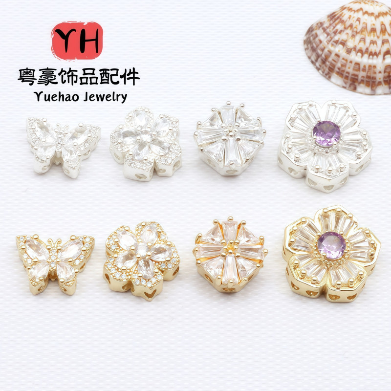 High Color Retention 14k Gold-plated Inlaid Zircon Butterfly Flower Rectangular