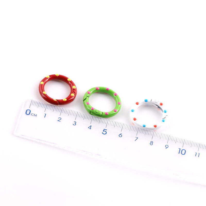 25mm Color Painted Polka Dot Spring Ring Round Open Keychain Diy Doll Accessories