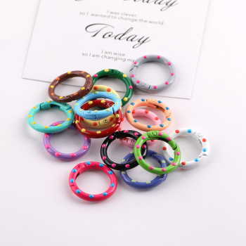 25mm Color Painted Polka Dot Spring Ring Round Open Keychain Diy Doll Accessories
