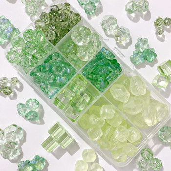 Colorful Glass Four-leaf Clover Flat Bead Bracelet Loose Handmade Diy Making Necklace