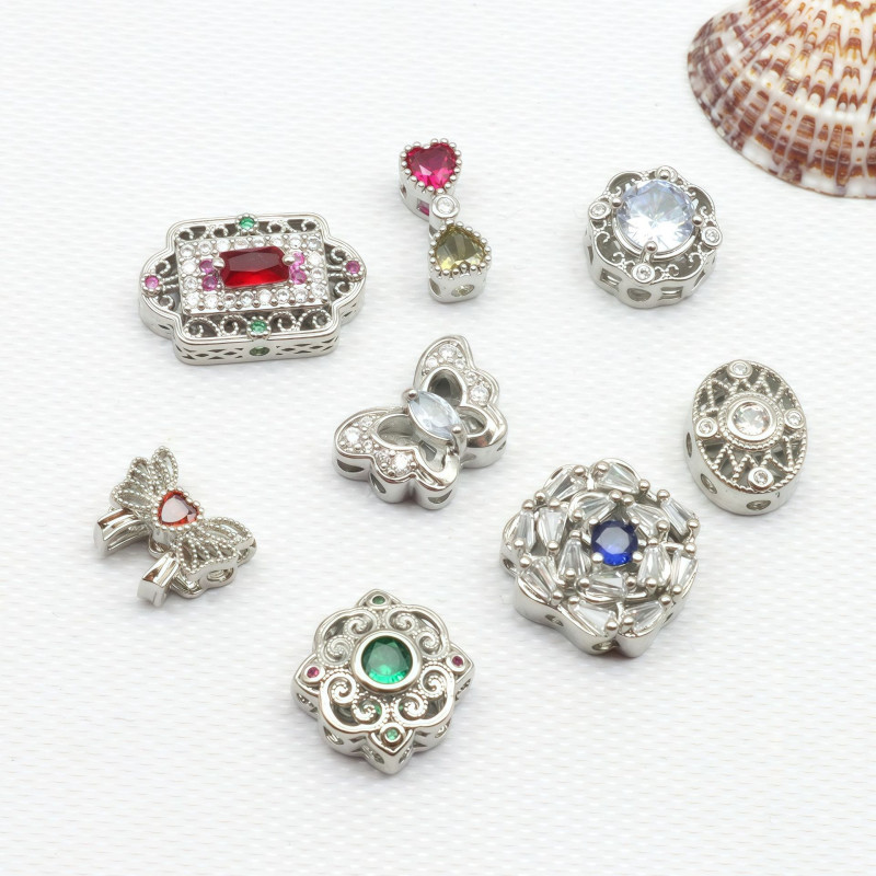 14k Gold-filled Color-preserved Micro-paved Zircon Butterfly Spacer Beads Round