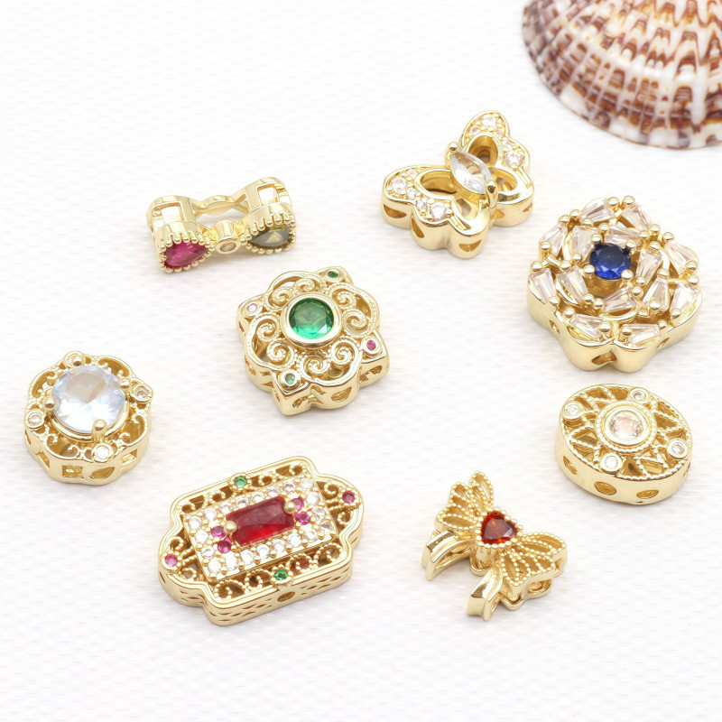 14k Gold-filled Color-preserved Micro-paved Zircon Butterfly Spacer Beads Round