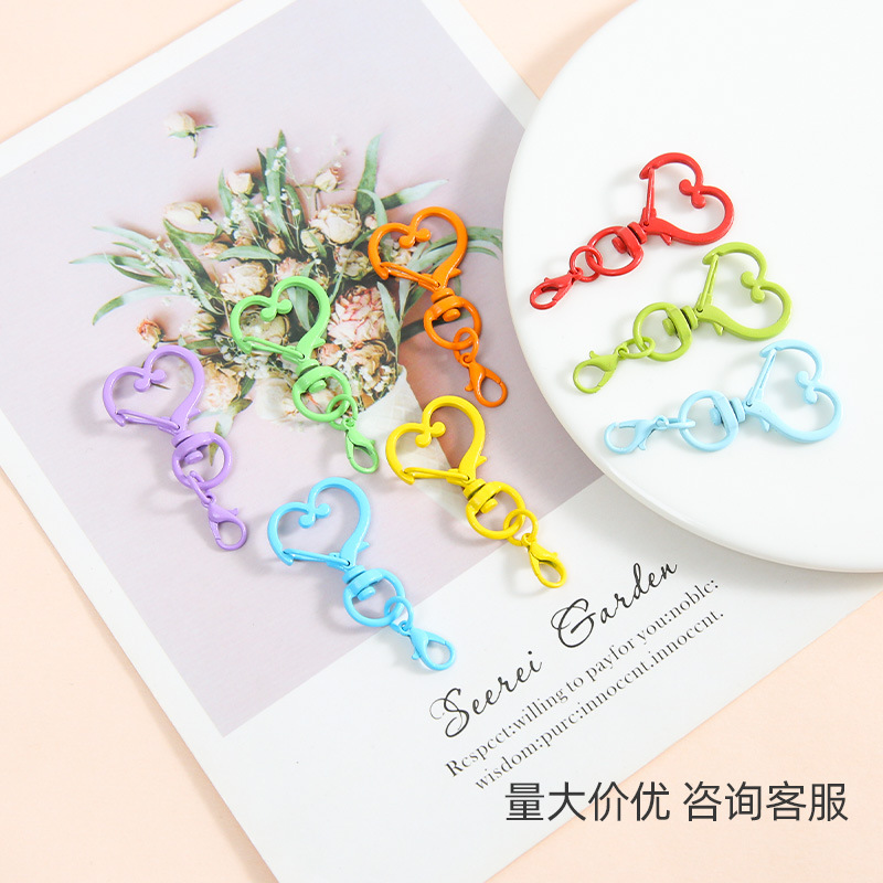 New Creative Colorful Love Keychain with Lobster Clasp Diy Accessories Handmade Jewelry