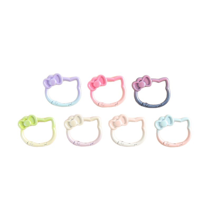New Paint Gradient Color Spring Buckle Kt Cat Keychain Cute Accessories Connecting Cat