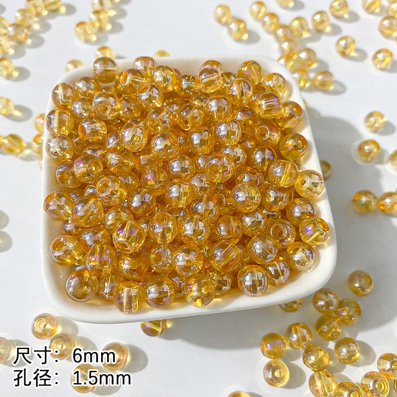 Electroplating Ab Colorful Glass Beads Transparent Diy Material Bracelet Necklace Loose