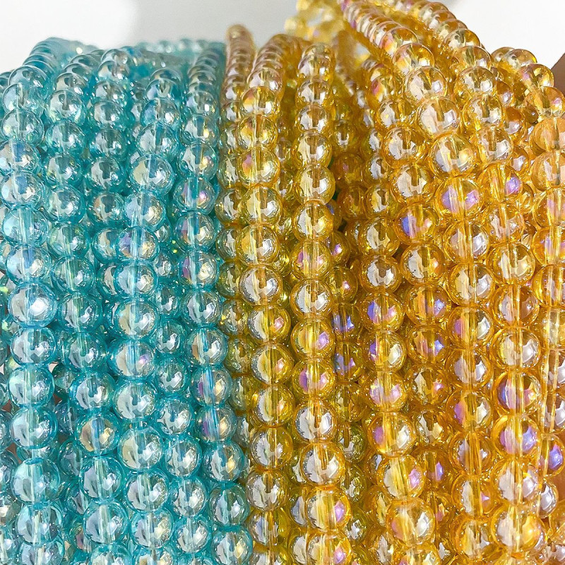 Electroplating Ab Colorful Glass Beads Transparent Diy Material Bracelet Necklace Loose