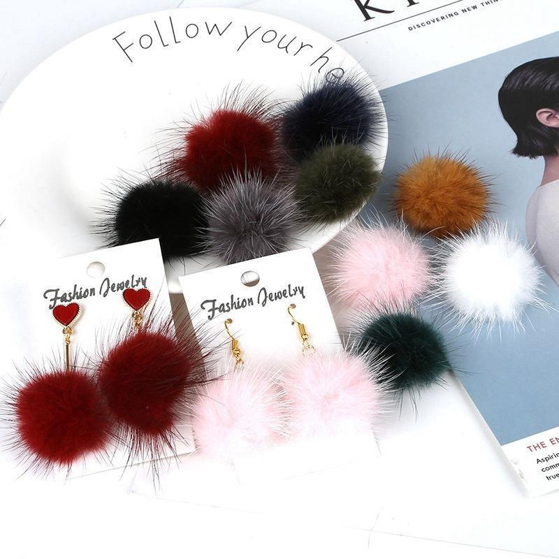 3.5cm Mink Fur Ball Pendant Plush Jewelry Accessories Handmade Diy Earrings Ear Material