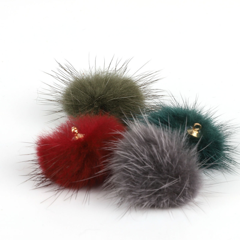 3.5cm Mink Fur Ball Pendant Plush Jewelry Accessories Handmade Diy Earrings Ear Material