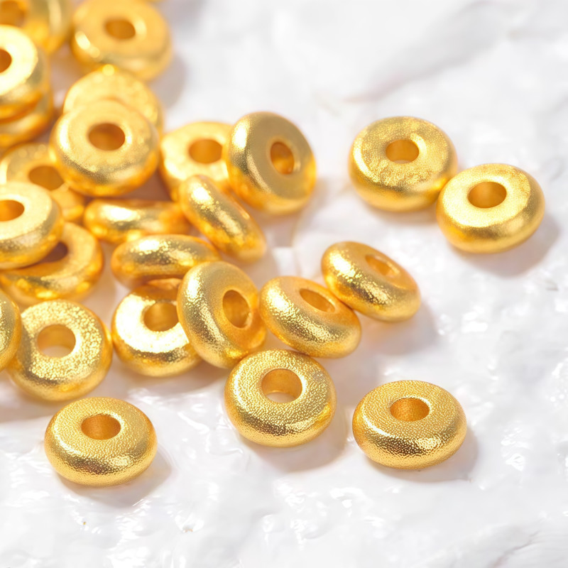 18k Gold-plated Copper Color-preserving Sand Gold Matte Spacer Diy Handmade Beading