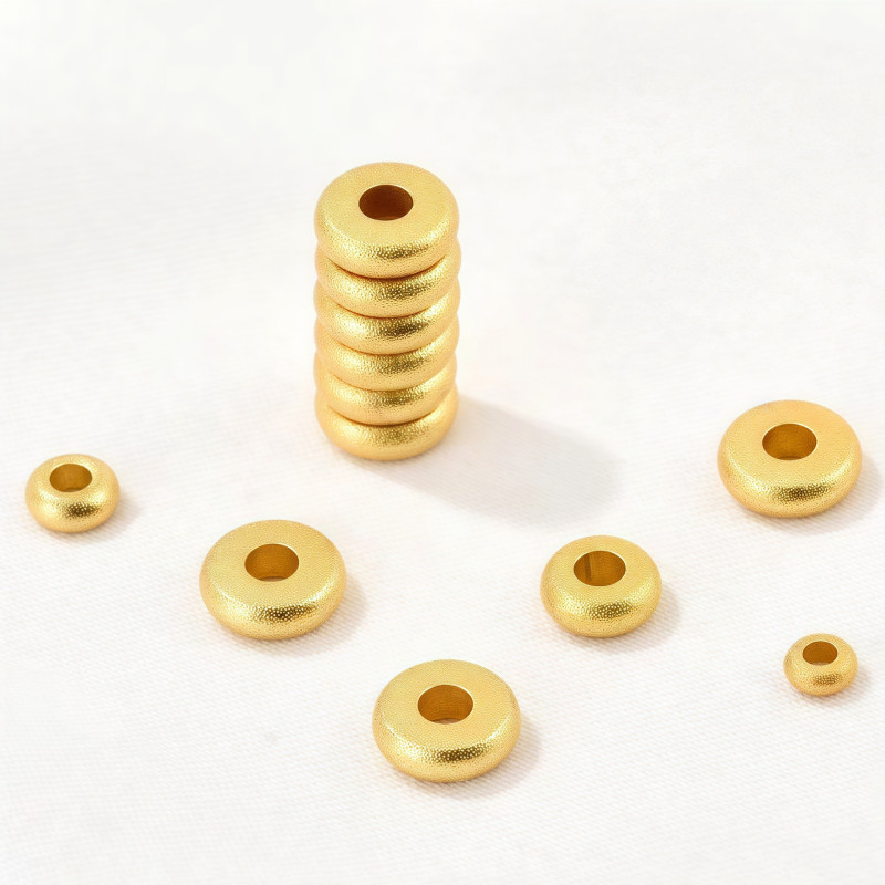 18k Gold-plated Copper Color-preserving Sand Gold Matte Spacer Diy Handmade Beading