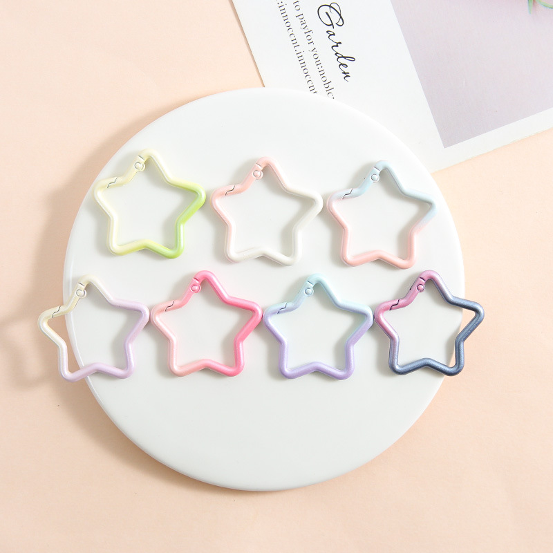 Creative Gradient Zinc Alloy Five-pointed Star Spring Buckle Paint Key Pendant Diy