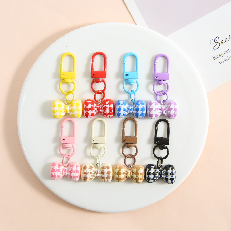 Colorful Creative Striped Bow Door Buckle Keychain Jewelry Pendant Small Fresh Men's and