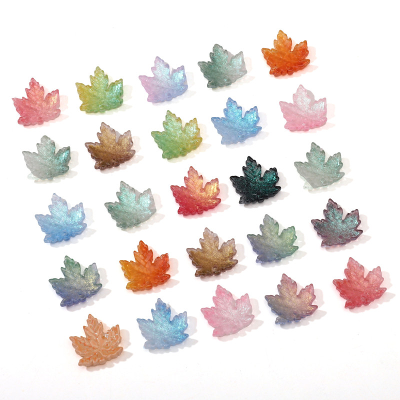 10 Vintage Glass Maple Leaf Loose Beads Hand-strung Handmade Diy Bracelet Necklace