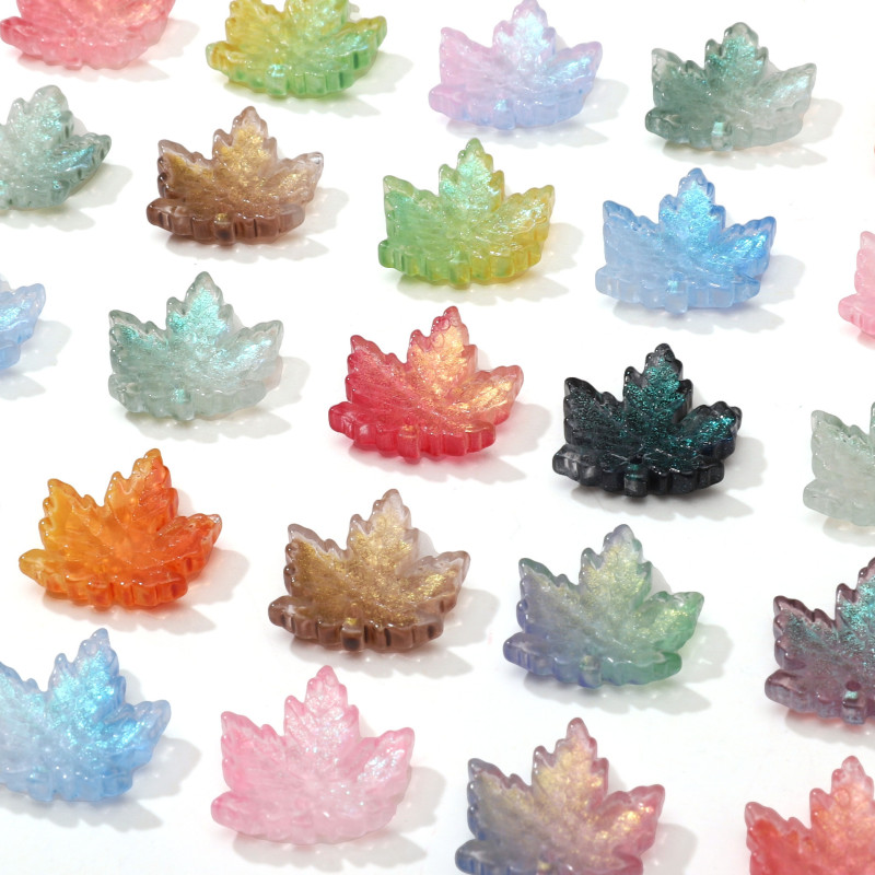 10 Vintage Glass Maple Leaf Loose Beads Hand-strung Handmade Diy Bracelet Necklace
