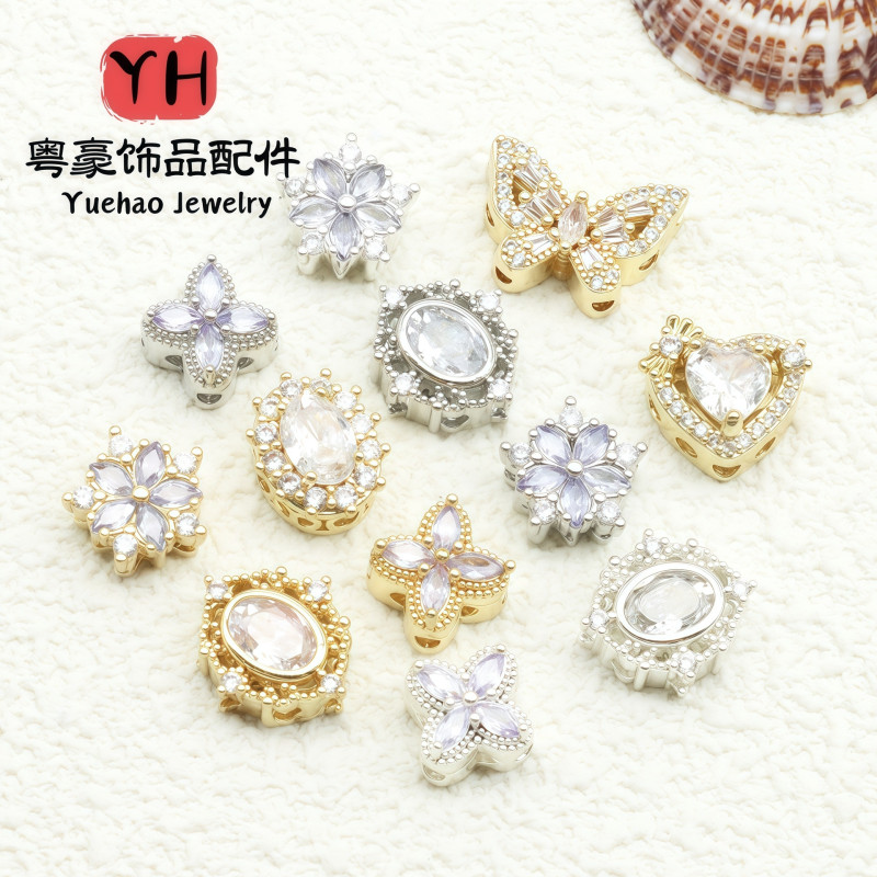 14k Gold-filled Color-preserving Micro-paved Zircon Tassel Style Beaded Diy Bracelet