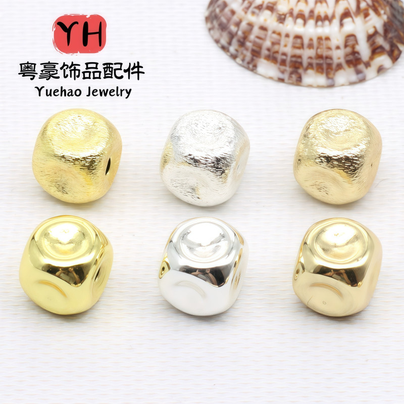 14k Gold-filled Color-protected Hollow Brushed Beads Square Separated Diy Bracelet