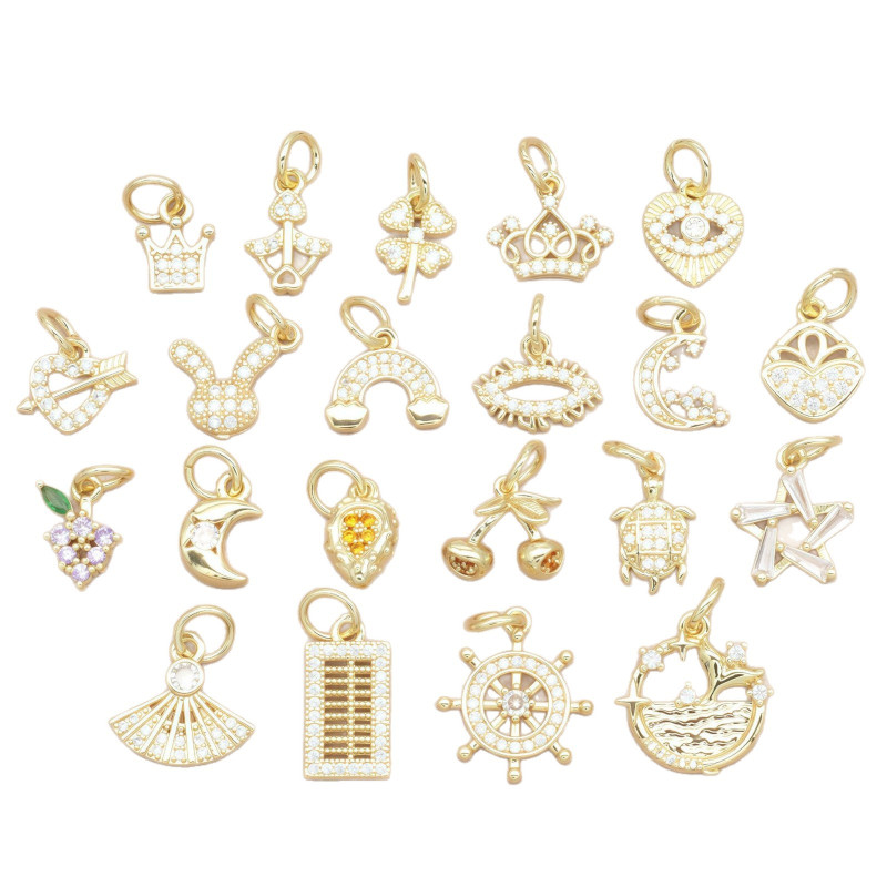 Micropaved Zircon Star Moon Love Pendant 14k Gold-filled Color-preserving Diy Bracelet
