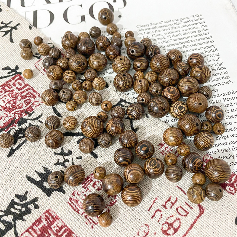 Wenwan Chicken Wing Wood Striped Beads Loose Bead Bracelet Buddha Handheld Diy Jewelry